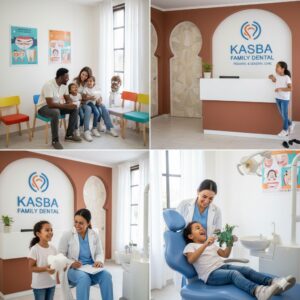 Family visiting a pediatric and family dental clinic in Kasba