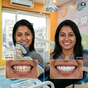Before and after cosmetic dentistry results in Kasba clinic
