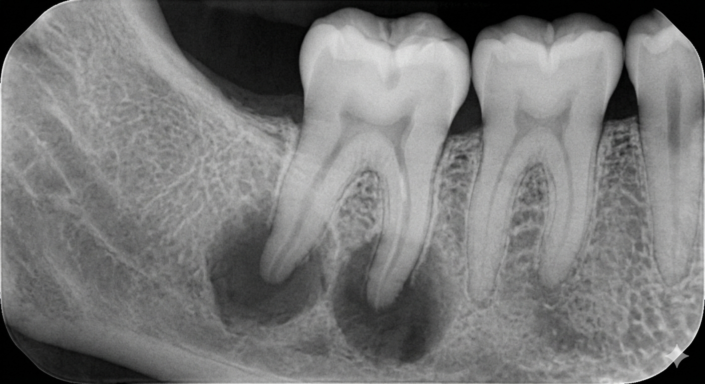 Dental X-ray showing infected tooth root