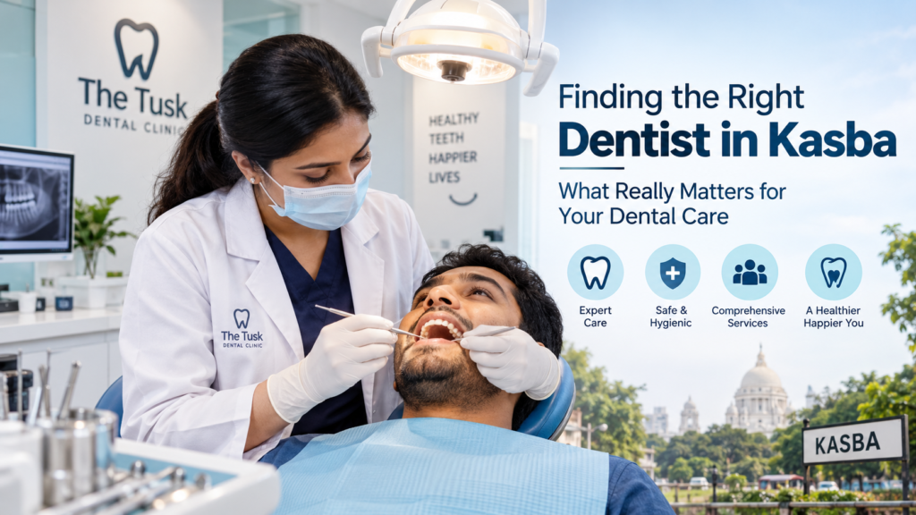 Dentist in Kasba examining a patient at The Tusk Dental Clinic